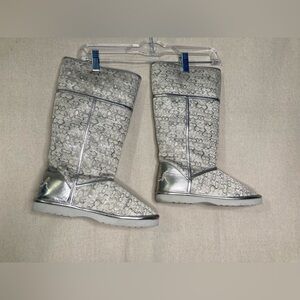 Coach Signature Nikole Women's Fur Lined Roll Down Cuff Winter Boots Sz 7B